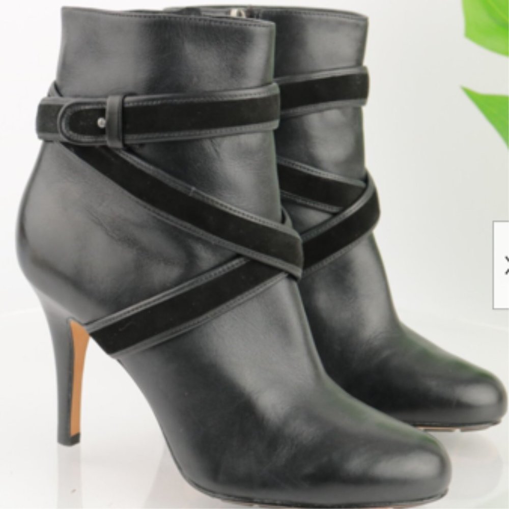 Cole Haan NikeAir Talia Black Leather Heel Ankle Boots